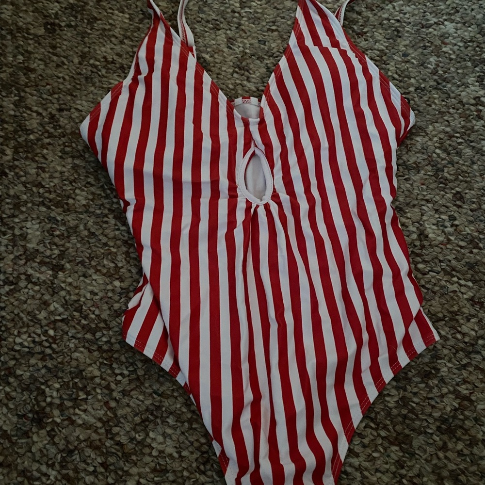 NWT Zaful red and white striped one piece